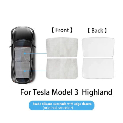 Electrostatic Sunshade for Tesla Model 3 & Y – Ice Cloth Sunroof Front & Rear Glass Skylight Interior Cooling Shade