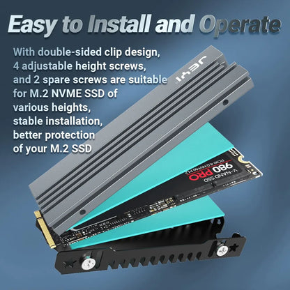 JEYI M.2 SSD Heatsink – 2280 NVMe NGFF Aluminum Cooler with Thermal Silicone Pad for Motherboard & PS5