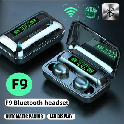 TWS F9-5 Bluetooth Earphones Wireless Sports Headphones with Mic, Hifi Stereo & Hearing Aid Feature