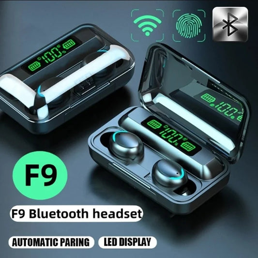TWS F9-5 Bluetooth Earphones Wireless Sports Headphones with Mic, Hifi Stereo & Hearing Aid Feature