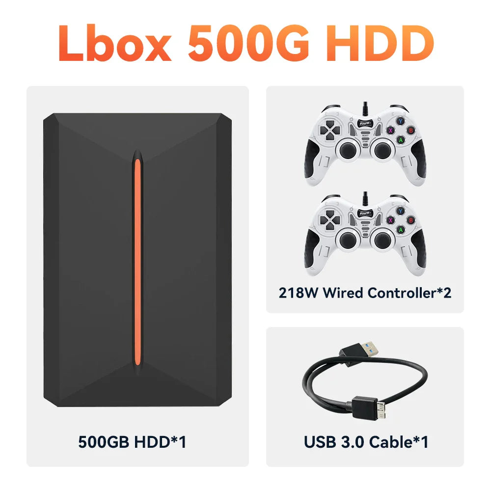 Launchbox 500GB Gaming Hard Drive Emulator for PS4, Switch, GameCube, PS3, PS2, Wii, WiiU with 3700+ 3D & AAA PC Games
