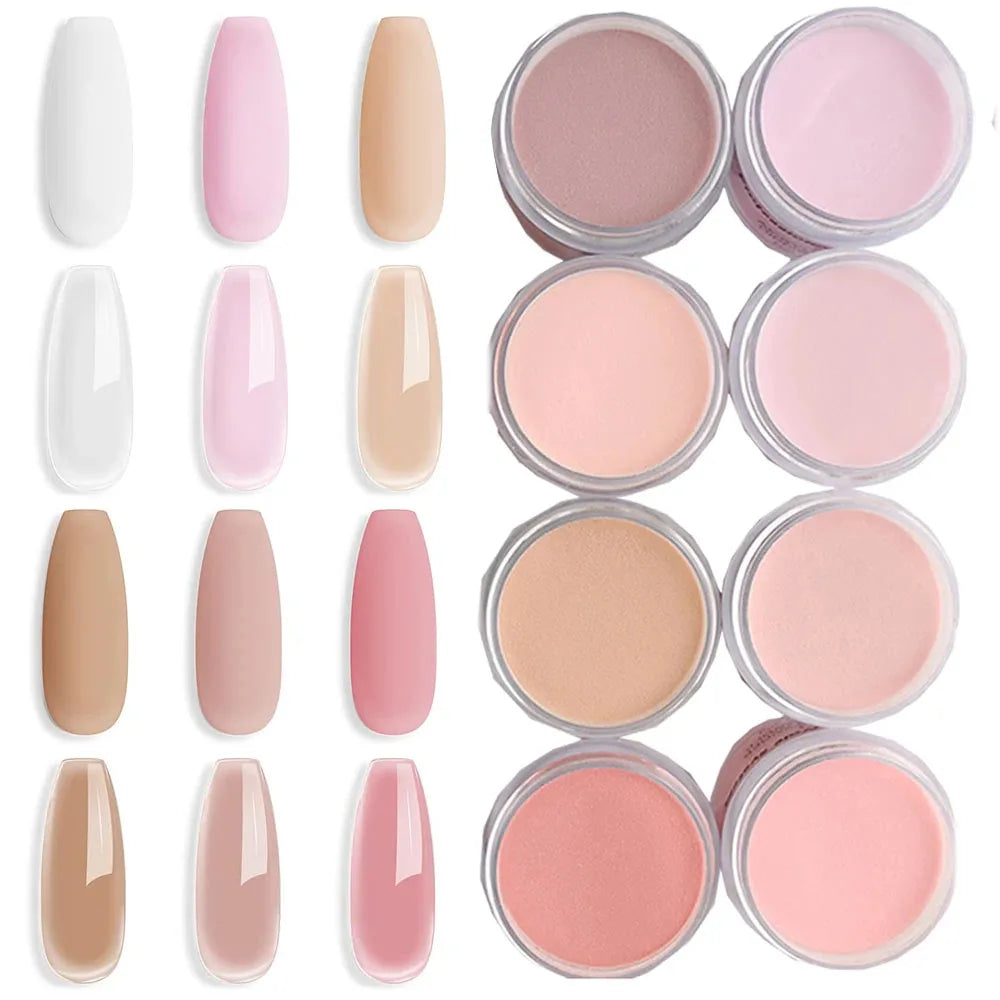 50g/100g Bulk Nude Acrylic Powder - 4-in-1 Solid Crystal Colors for Nail Extension, Dipping & Engraving, Acrylic Monomer