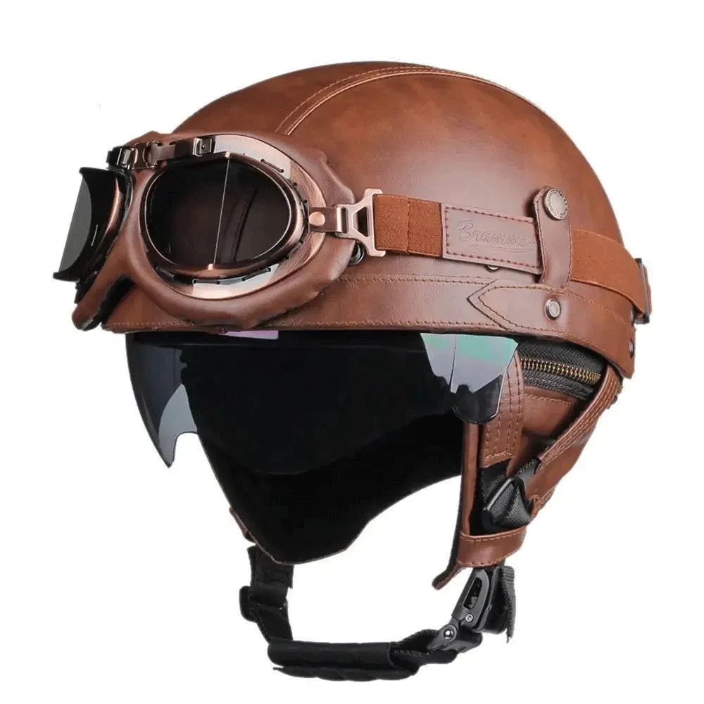 Retro Motorcycle Helmet – DOT Certified German Vintage Half Helmet for Scooter & Motorbike