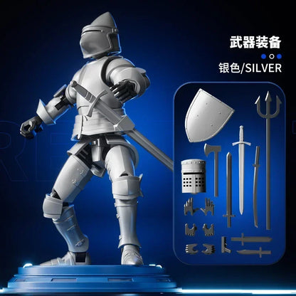 Knight Action Figures Paladin - 13-Jointed Movable Shapeshift Robot, 3D Printed Mannequin Character Toy, Kids Gifts