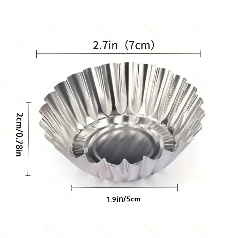 Reusable Non-Stick Aluminum Egg Tart Mold – Flower Shape Cupcake, Muffin, Pudding & Jelly Baking Cup Kitchen Tool