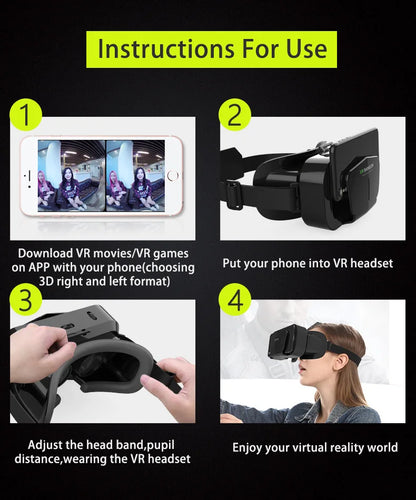 VR Glasses Virtual Reality Headset – 3D Lenses Smart Goggles for Smartphones, Mobile Game Accessory