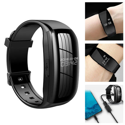 8-256GB Video Mini Camera Watch – Audio Voice Recorder Wristband with USB Flash Drive & Noise Reduction