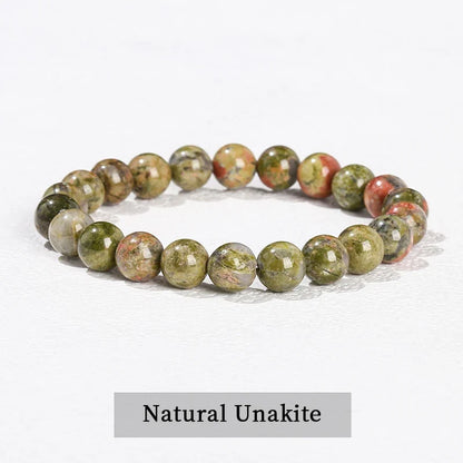 Natural Stone Beaded Bracelet - Obsidian, Fluorite & Quartz Healing Stretch Jewelry for Men & Women