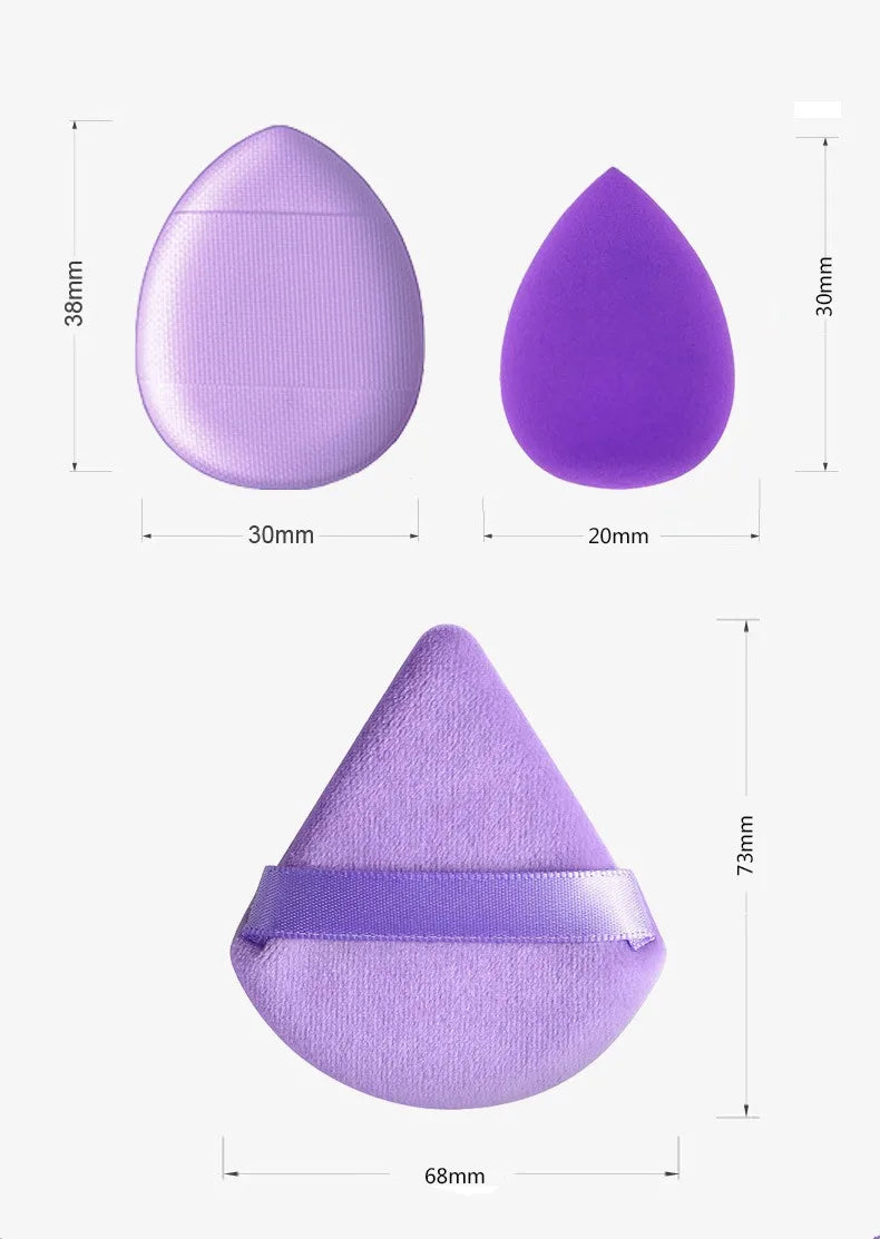 12PCS Mini Makeup Finger Puffs – Triangle & Water Drop Velvet Foundation Sponges Cosmetic Blender Set