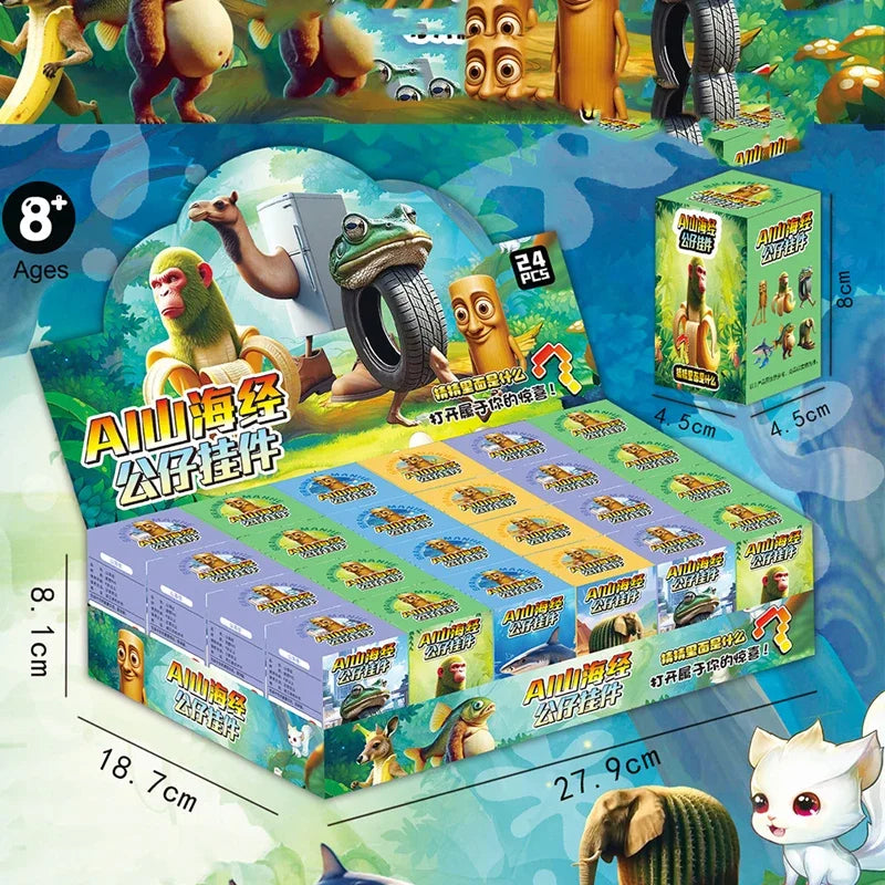 24PCS Tungtungtung Sahur Blind Box Toys — Tralala Shark, Bombardinocrocodilo Figures, Moveable Keychain Collectible Set