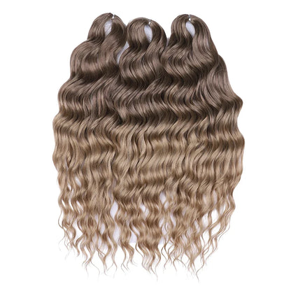 FASHION IDOL 24" Deep Wave Crochet Hair - 3-Piece Synthetic Water Wave Braiding Extensions, Ombre Rainbow Twist Hair