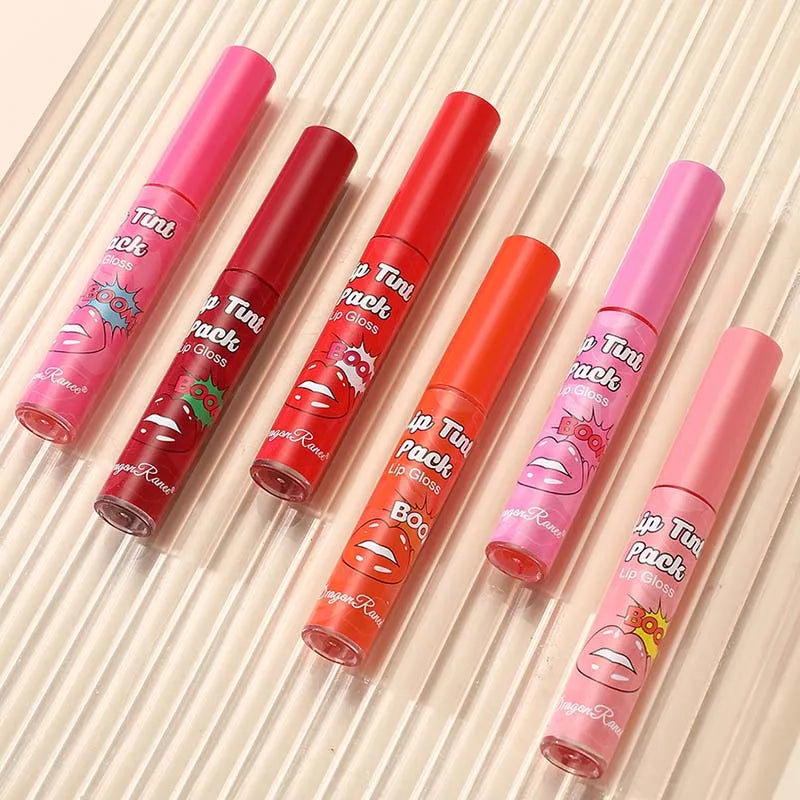 Peel-Off Rose Red Lip Gloss & Lip Stain – Waterproof, Transfer-Resistant Liquid Lipstick with Long-Lasting Tattoo Effect & Contour Definition Makeup