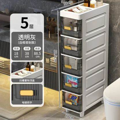 Transparent Bathroom Storage Cabinet – Luxury Visible Light Floor-Mounted Dustproof Narrow Organizer