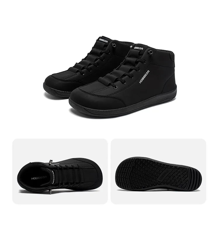 HOBIBEAR Mid-Top Barefoot Shoes — Wide-Toe Ankle Boots for Men & Women, Outdoor Non-Slip Artificial Leather Shoes