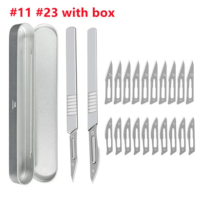 Carbon Steel Carving Knife Set – #11 & #23 Non-Slip Blades for Engraving, Mobile Phone Film, Paper Cutting & Handicraft Tools