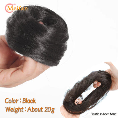 MEIFAN Synthetic Chignon Hair Bun – Elastic Rubber Band Clip-In Updo Ponytail Hair Extension for Women