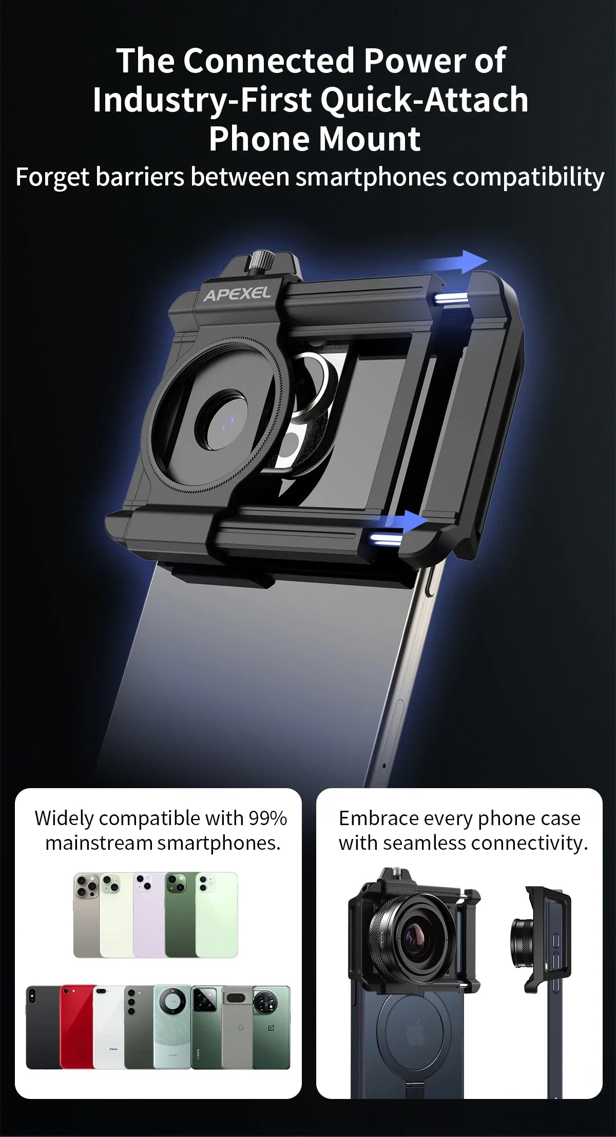 APEXEL 10-20X Zoom HD Macro Lens – Micro Phone Camera Lens for iPhone, Samsung & All Smartphones Eye Macro Photography