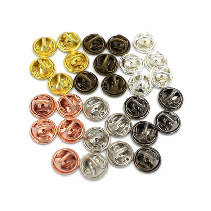 50-Set Brooch Pin Holders – Tie, Hat & Badge Backings with Flat Base & Butterfly Clasp for DIY Jewelry Findings