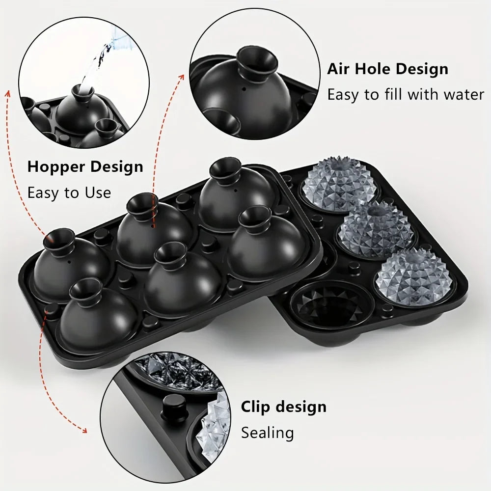 Easy-Release Silicone Ice Cube Tray with Funnel – Stackable Leakproof Design for Whiskey & Drinks, Perfect for Parties & Home
