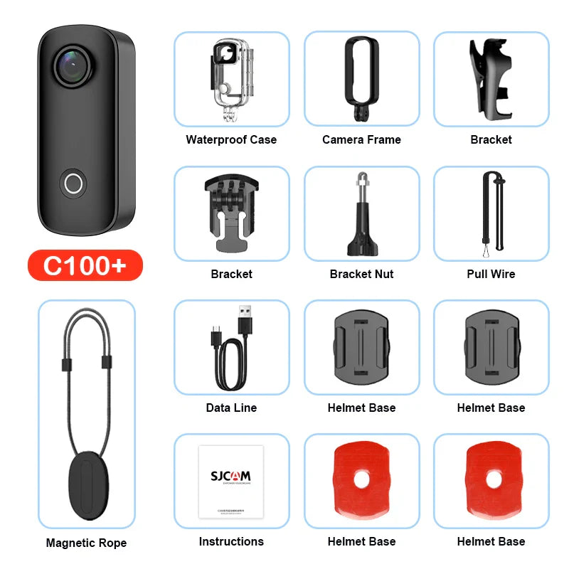 SJCAM C100/C100 Plus Mini Action Camera – 1080P & 4K WiFi Waterproof Sports DV Camcorder with H.265 Recording