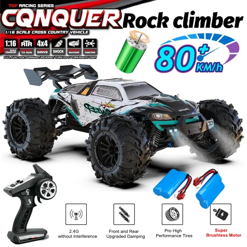 4WD Remote Control Car – Off-Road 4x4 RC High-Speed Buggy Truck, Brushless 50/80KM/H Drift Racing Toy for Kids & Adults