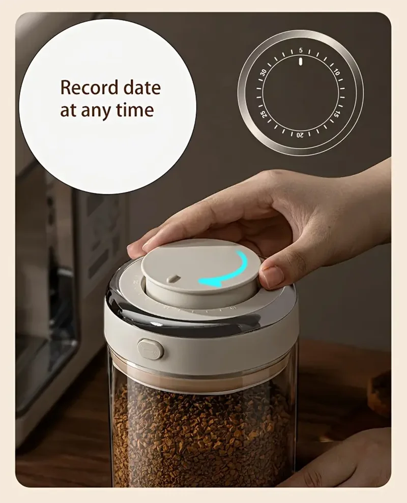 500/1100/1700ml Glass Coffee Bean Storage Jars — Vacuum Sealed, Airtight & Moisture-Proof Container with CO2 Valve for Kitchen