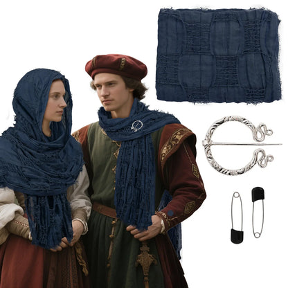 Medieval Pirate Hood Scarf – Retro Black, Brown & Green Cloak Wrap for Renaissance, Halloween & Masquerade Costume