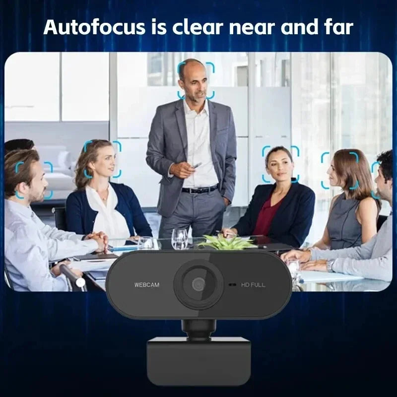 1080P HD USB Computer Camera – Built-In Microphone Web Cam for Work & Tripod Use