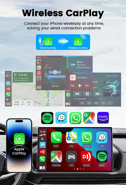 CarlinKit 5.0 Mini Wireless CarPlay & Android Auto Adapter – Plug & Play WiFi Bluetooth for OEM Cars