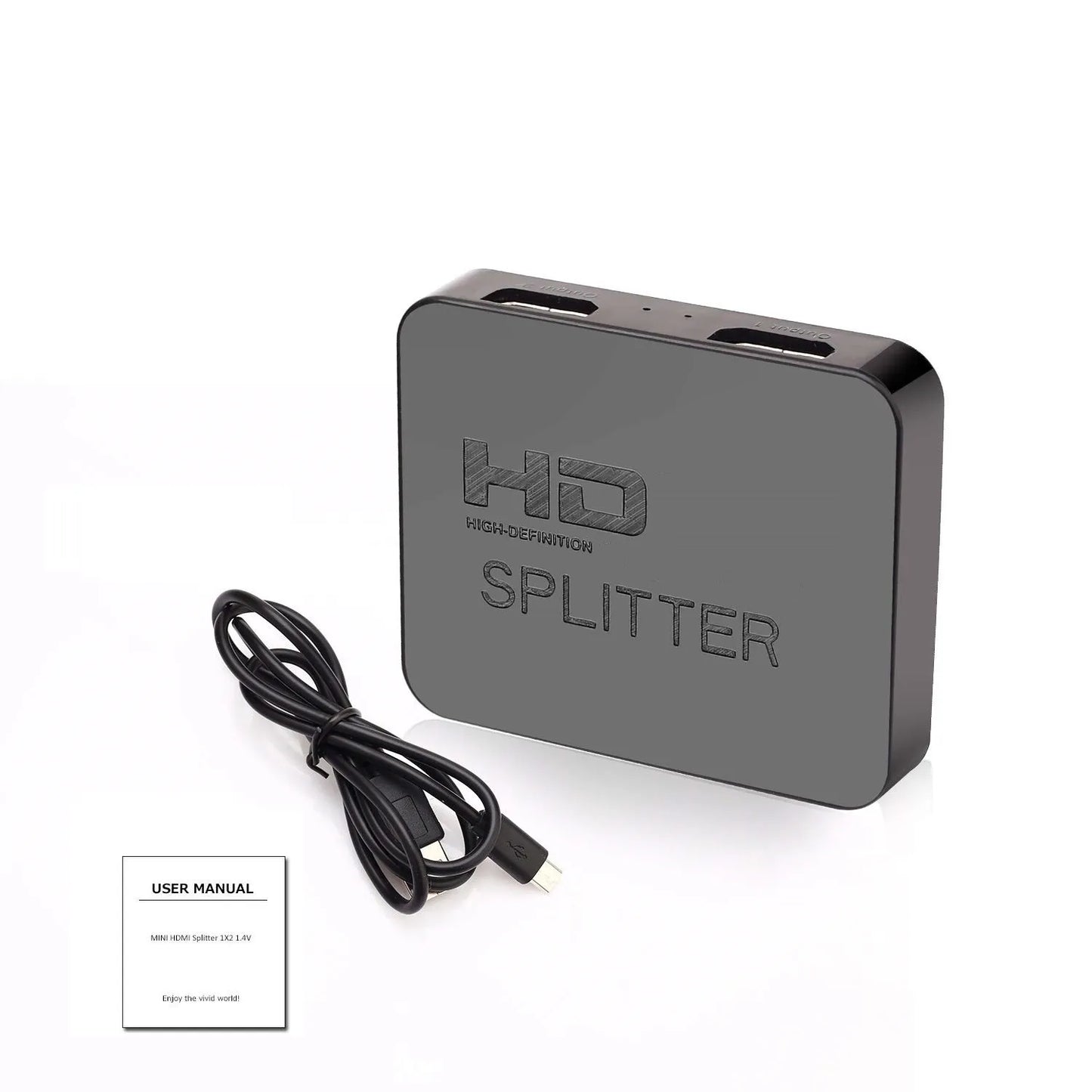 1x2 4K HDMI Splitter – Dual Display HDMI Switch 1 In 2 Out Video Amplifier for PC, Laptop, Monitor, Projector, TV Box