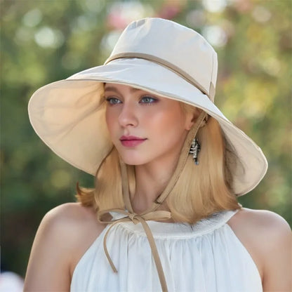 Women’s French Style Sun Hat – Wide Brim Foldable Straw Beach & Travel Hat, Lightweight Summer Fashion