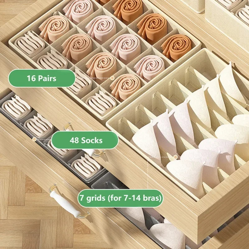 Underwear & Clothing Organizer Storage Box – Sports Bra, Socks & Panties Drawer Divider for Wardrobe & Cabinet Organization