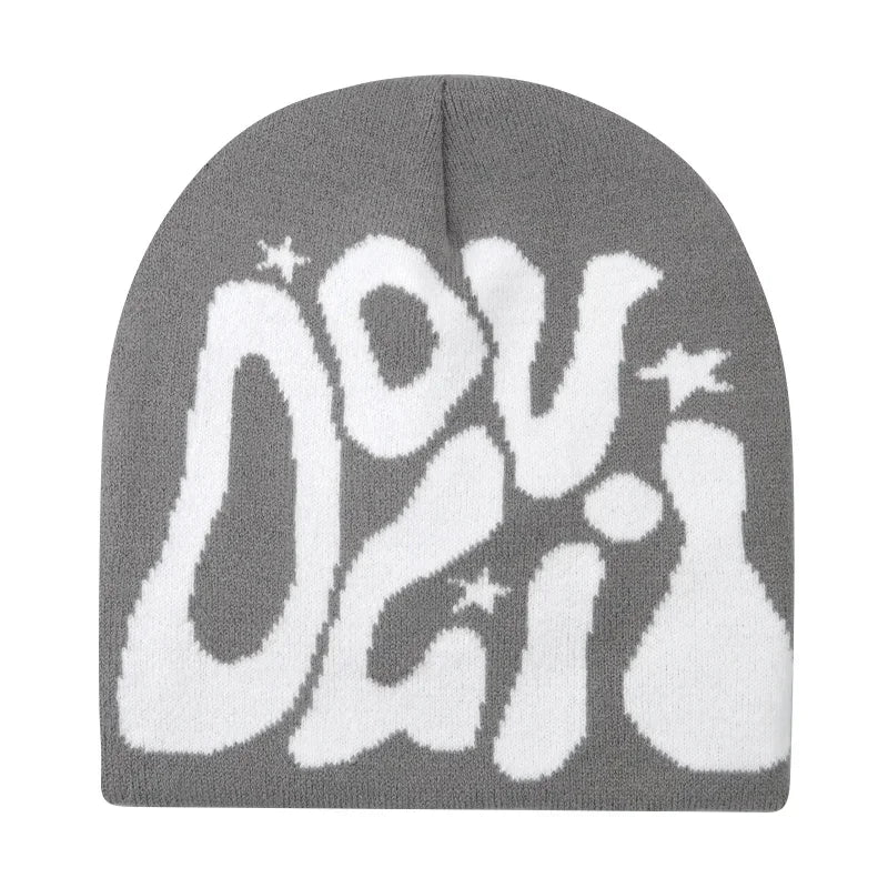 Y2K Letter Knitted Beanie Cap – Unisex Winter Autumn Warm Ski Skullcap, Hip Hop Streetwear Ear Cover Hat for Men & Women