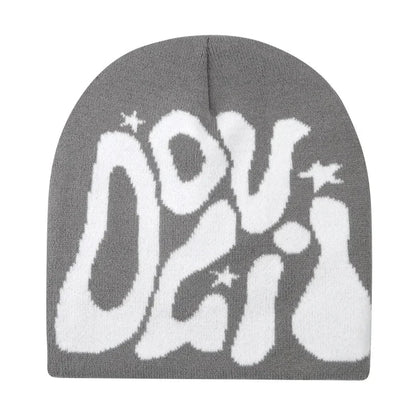 Y2K Letter Knitted Beanie Cap – Unisex Winter Autumn Warm Ski Skullcap, Hip Hop Streetwear Ear Cover Hat for Men & Women