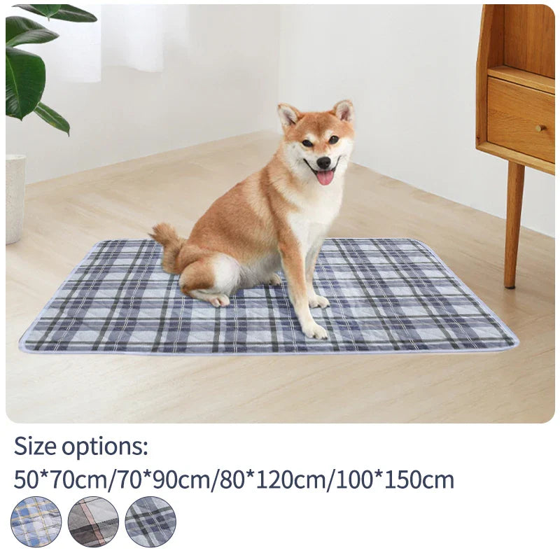 Washable Dog Pee Pad – Absorbent Reusable Plaid Pet Training Mat & Toilet Seat Cover (Home/Outdoor)
