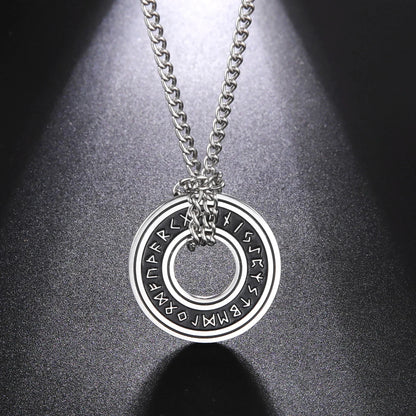 Viking Nordic Rune Compass Necklace – Stainless Steel Triquetra Amulet Pendant Jewelry Gift
