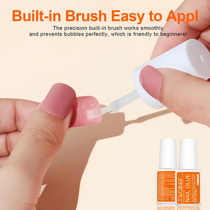 Twoing Waterproof Nail Adhesive — Long-Lasting, Fast-Drying, Formaldehyde-Free Glue for Acrylic & Fake Nails