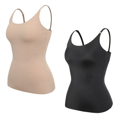 Women’s Seamless Tummy Control Shapewear Cami - Smooth Slimming Compression Tank Top Body Shaper