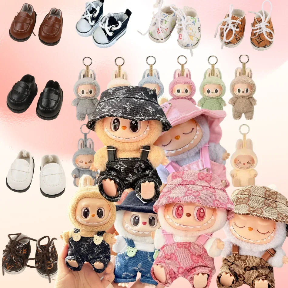 Anime Labubu Doll Clothes – Fashion Overalls for Labubu Idol V1/V2 Plush Dolls, 15cm/17cm Universal Accessories