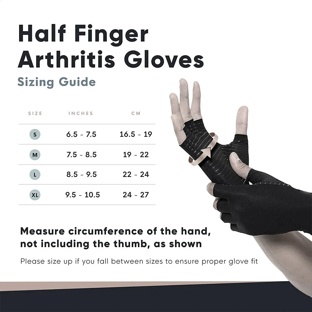 Copper Arthritis Compression Gloves – Fingerless Hand Support for Pain Relief, Swelling & Carpal Tunnel