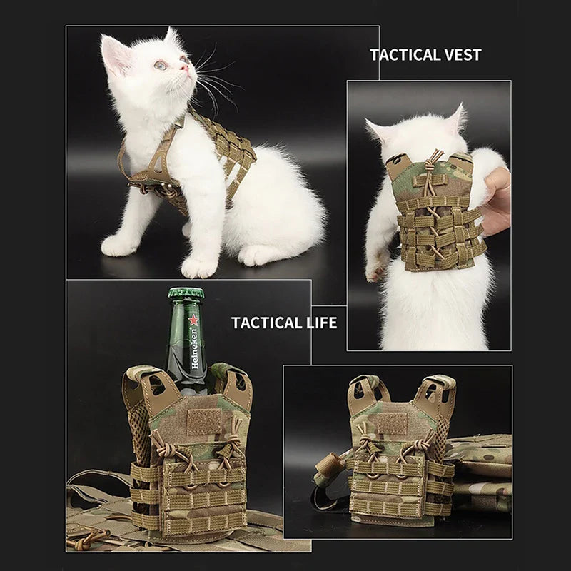Mini Tactical Beer Bottle Vest Cover – Molle Vest Drink Holder for Dolls & Miniature Sets
