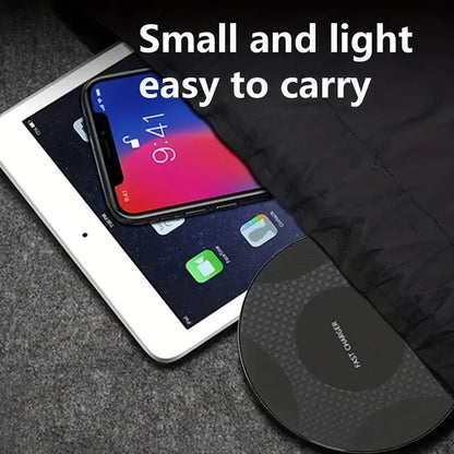 Ultra-Thin Desktop 10W Wireless Charger Pad Stand: Fast Charging Dock Station for iPhone 14 13 12 11, Samsung, Xiaomi - Mobile Phone Charger
