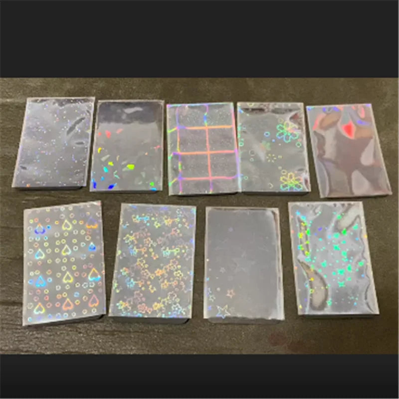 50pcs Heart-Shaped Foil Card Sleeves — 11 Styles, Top-Loading Protector for Pokémon, YGO, Board Games, Photos & K-Pop Cards