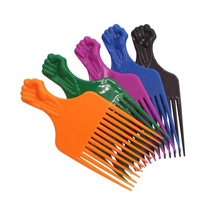 Wide Teeth Hair Pick Comb – Plastic Fork Brush for Curly Afro Hair, Styling Tool for Detangling & Volume