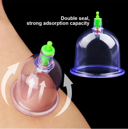 6PCS Vacuum Cupping Set with Pumping Gun – Suction Cups for Back Massage, Body Detox & Anti-Cellulite Therapy