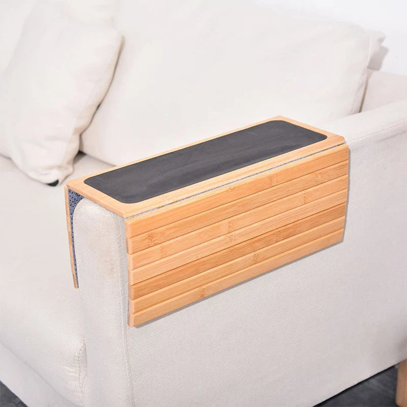 Bamboo Couch Cup Holder – Anti-Slip Foldable Sofa Armrest Tray for Cups, Snacks & Remote Control   1/2