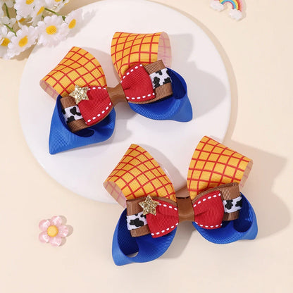 2PCS 3-Layer Bow Hair Clips - Sparkly Star Ribbon Ponytail Hairpins for Girls, Kids & School