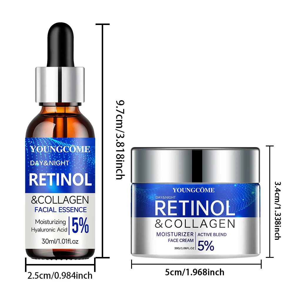 Retinol Cream & Serum Combo Set – Moisturizing, Skin Repair & Wrinkle Smoothing for Youthful, Elastic Skin