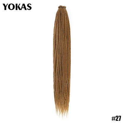 YOKAS Handmade Dreadlock Extensions - Synthetic Crochet Braided Hair 24 36 Inch Long Faux Locs for Women