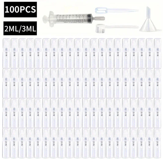 100PCS Mini Spray Bottles 2ml/3ml – BPA-Free Clear Refillable Travel Atomizer for Perfume & Cosmetics Portable Fine Mist Sprayer